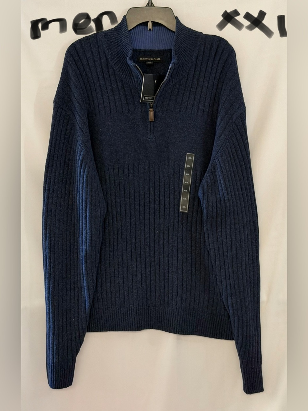 Tricot & Co. Men’s Navy Ribbed Quarter-Zip Sweater